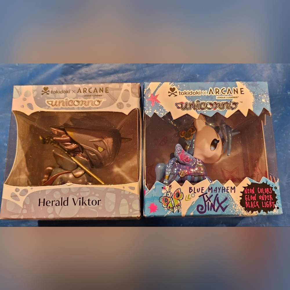 SOLD TOKIDOKI Unicorno Herald Viktor and Blue Mayhem Jinx Figure Set NYCC 2025